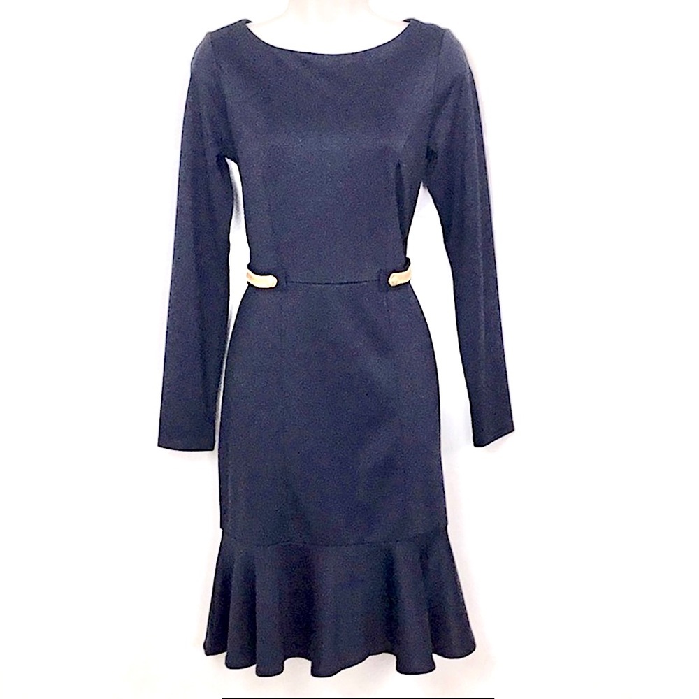 THE LIMITED NAVY FLOUNCE HEM DRESS